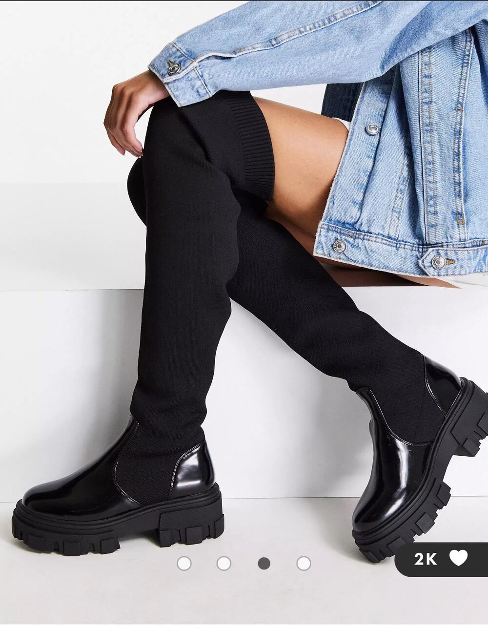 NWOT ASOS DESIGN Kimmy flat chunky over the knee boots 28” tall in black size 11
